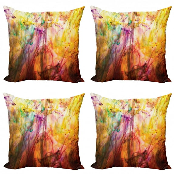 Ambesonne Modern Throw Pillow Cover 4 Pack, Rainbow Colored Image, 24", Multicolor