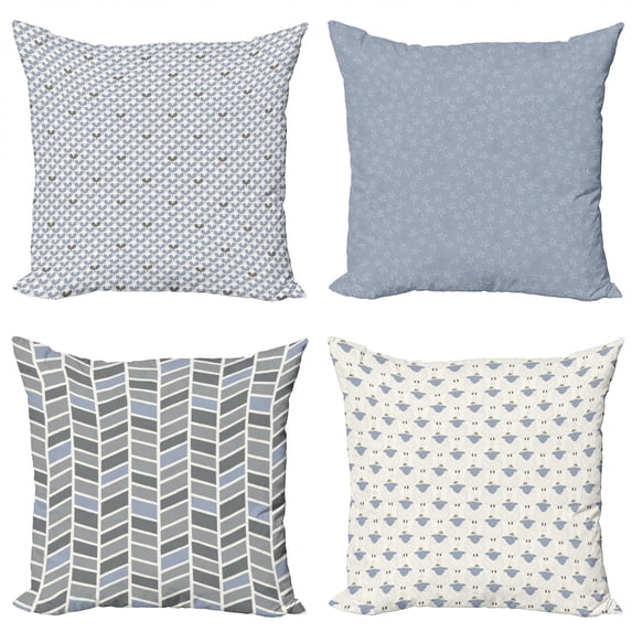 Ambesonne Modern Throw Pillow Cover 4 Pack, Whale Tails Sheep Moon Star, 20", Blue Grey Ivory