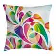 thumbnail image 1 of Modern Throw Pillow Cushion Cover, Colorful Leaf Shaped Vivid Trippy Forms Spring Summer Themed Artful Curved Display, Decorative Square Accent Pillow Case, 18 X 18 Inches, Multicolor, by Ambesonne, 1 of 2