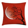 thumbnail image 1 of Modern Throw Pillow Cushion Cover, Digital Nature Scene with Tree Windy Branches Crescent Moon and Stars Artwork, Decorative Square Accent Pillow Case, 18 X 18 Inches, Red Black White, by Ambesonne, 1 of 2