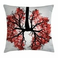 thumbnail image 1 of Modern Throw Pillow Cushion Cover, Eco Environment Themed Human Lung Shaped Floral Tree Healthy Lifestyle Nature Print, Decorative Square Accent Pillow Case, 18 X 18 Inches, Red Brown, by Ambesonne, 1 of 2