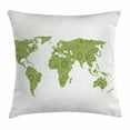 thumbnail image 1 of Modern Throw Pillow Cushion Cover, Ethnic Stylized World Map Chart Environment Flourishing Original Artisan Picture, Decorative Square Accent Pillow Case, 20 X 20 Inches, Lime Green, by Ambesonne, 1 of 2