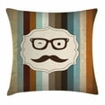 thumbnail image 1 of Modern Throw Pillow Cushion Cover, Funny Man Face with Moustache and Glasses Winking on Striped Background Sir Artwork, Decorative Square Accent Pillow Case, 24 X 24 Inches, Multicolor, by Ambesonne, 1 of 2