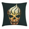 thumbnail image 1 of Modern Throw Pillow Cushion Cover, Gothic Skull with Fractal Effects in Fire Evil Halloween Concept, Decorative Square Accent Pillow Case, 20 X 20 Inches, Yellow Light Caramel Dark Grey, by Ambesonne, 1 of 2