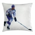 thumbnail image 1 of Modern Throw Pillow Cushion Cover, Hockey Player in Fragmented Triangle Formes Winter Sports Hobby Design, Decorative Square Accent Pillow Case, 18 X 18 Inches, Blue Purplegrey Black, by Ambesonne, 1 of 2