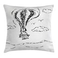 thumbnail image 1 of Modern Throw Pillow Cushion Cover, Hot Air Balloon Sketch in the Clouds Murky Air Journey Artistic Picture, Decorative Square Accent Pillow Case, 20 X 20 Inches, Charcoal Grey White, by Ambesonne, 1 of 2