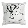 thumbnail image 1 of Modern Throw Pillow Cushion Cover, Hot Air Balloon Sketch in the Clouds Murky Air Journey Artistic Picture, Decorative Square Accent Pillow Case, 24 X 24 Inches, Charcoal Grey White, by Ambesonne, 1 of 2