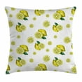 thumbnail image 1 of Modern Throw Pillow Cushion Cover, Lemon Figures with Slices and Leaves Summer Season Fresh Fruit Watercolor, Decorative Square Accent Pillow Case, 18 X 18 Inches, Yellow Hunter Green, by Ambesonne, 1 of 2