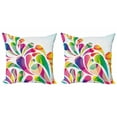 thumbnail image 1 of Ambesonne Colorful Throw Pillow Cover 2 Pack, Leaf Shape Vivid Forms, 16", Multicolor, 1 of 2