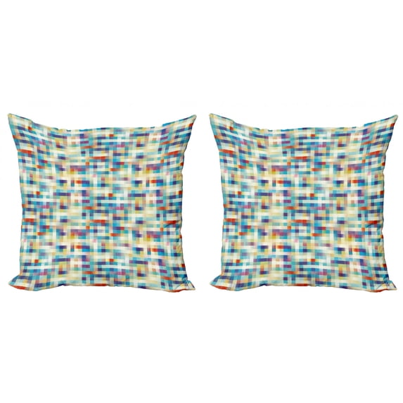 Modern Throw Pillow Cushion Cover Pack of 2, Colorful Low Poly Geometric Illustration of Hazy Squares Contemporary Demonstration, Zippered Double-Side Digital Print, 4 Sizes, Multicolor, by Ambesonne