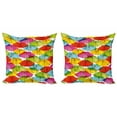 thumbnail image 1 of Ambesonne Colorful Throw Pillow Cover 2 Pack, Vivid Umbrella, 20", Multicolor, 1 of 2