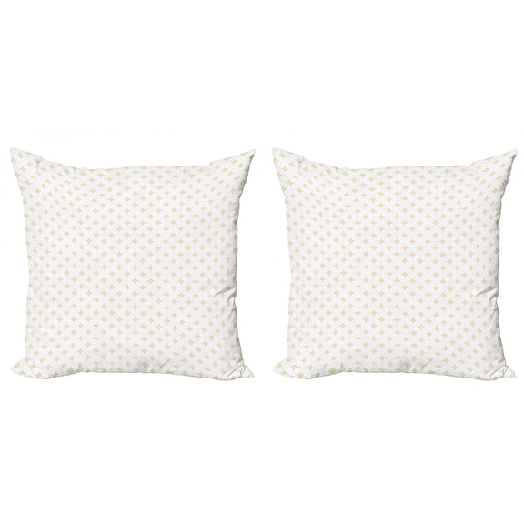Ambesonne Retro Throw Pillow Cover 2 Pack, Star Like Classy, 18", Apricot Yellow and White