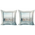 thumbnail image 1 of Ambesonne Landscape Throw Pillow Cover 2 Pack, Empty Loft Cityscape, 24", Pale Grey and White, 1 of 2