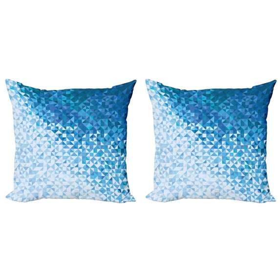 Ambesonne Geometric Throw Pillow Cover 2 Pack, Digital Ombre Mosaic, 24", Dark Blue and White