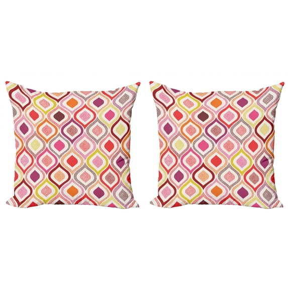 Ambesonne Modern Throw Pillow Cover 2 Pack, Dots with Doodle, 24", Multicolor