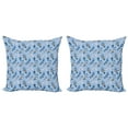 thumbnail image 1 of Ambesonne Modern Throw Pillow Cover 2 Pack, Romantic Leaves Ethnic, 24", Pale Blue White Amber, 1 of 2