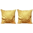 thumbnail image 1 of Ambesonne Modern Throw Pillow Cover 2 Pack, Floral Swirls Leaves, 24", Earth Yellow Brown, 1 of 2