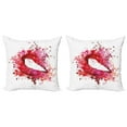 thumbnail image 1 of Ambesonne Modern Throw Pillow Cover 2 Pack, Smiling Woman Lips Effects, 18", Fuchsia and Red, 1 of 2