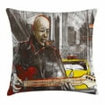 thumbnail image 1 of Modern Throw Pillow Cushion Cover, Street Musician Man Singing Playing Guitar Show Performance Grunge Urban Artwork, Decorative Square Accent Pillow Case, 18 X 18 Inches, Multicolor, by Ambesonne, 1 of 2