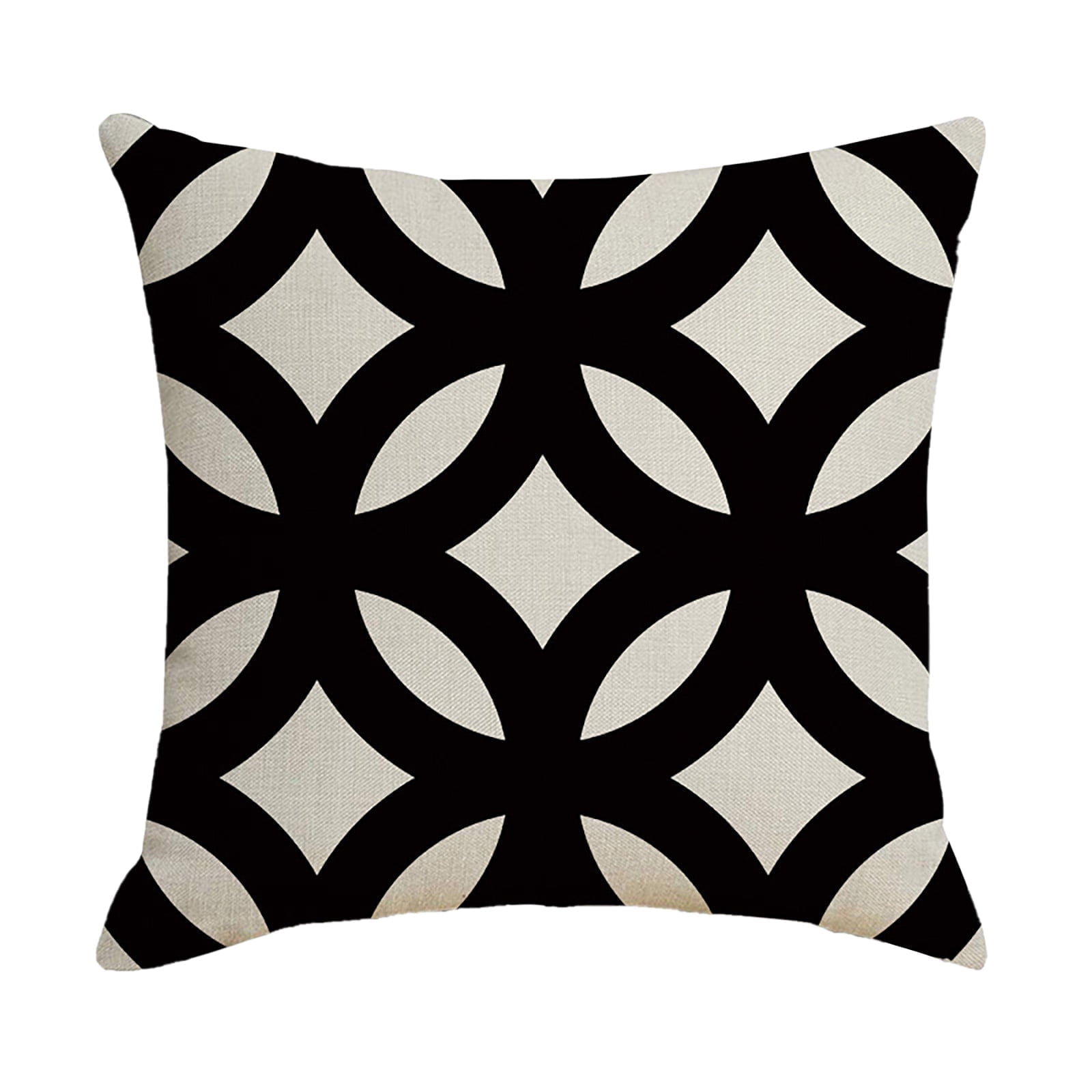 Black & White Decorative Pillow Cover Set - Soft Polyester Zippered Cushion Case for Home, Bed, Living Room - Seasonal & Farmhouse Decor 18x18 Inch