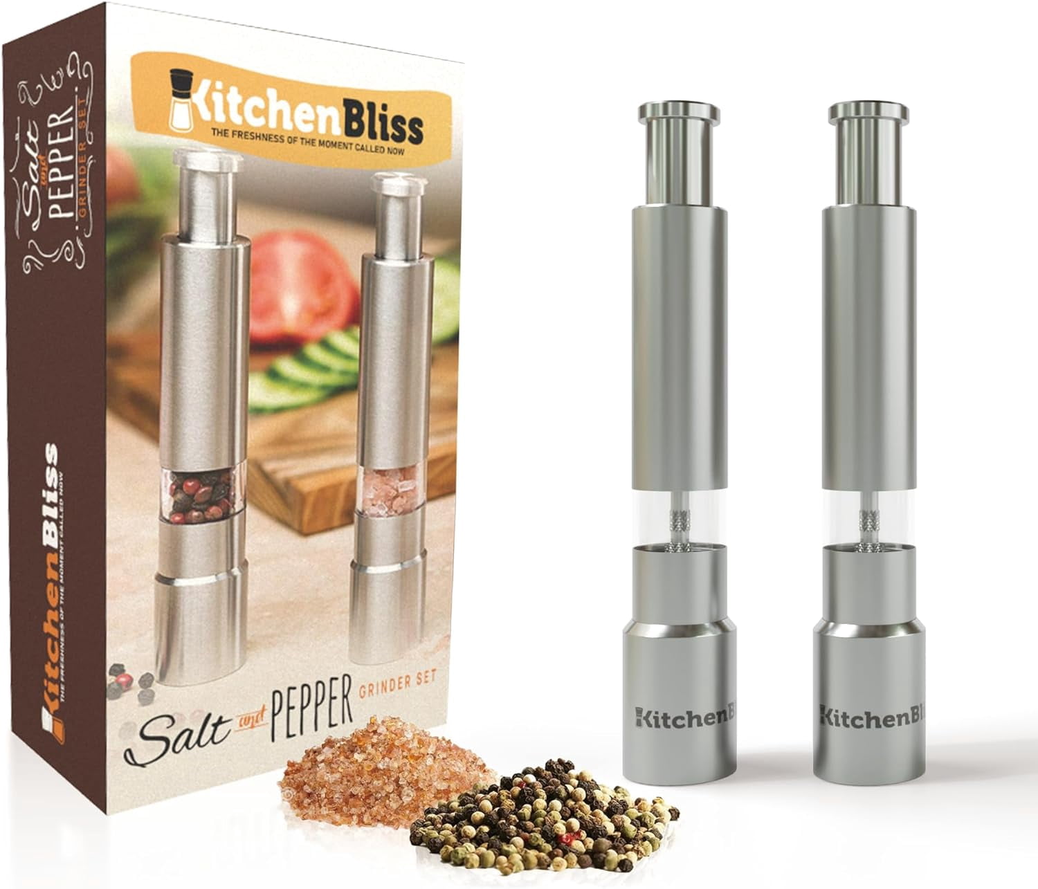 Modern Thumb Click Salt and Pepper Grinder with Refillable Peppermill ...