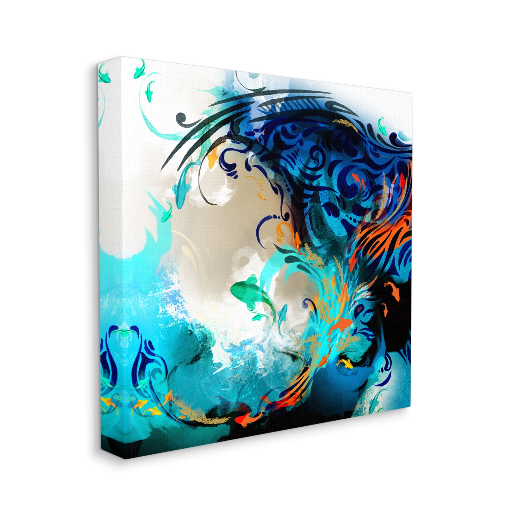 Modern Tidal Wave Abstract Ocean Vibrant Detail Abstract Gallery-Wrapped Canvas Print Wall Art, 17x17