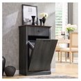 thumbnail image 1 of Modern Tilt-Out Trash Can Cabinet, 10 Gallon Fluted Laundry Hamper Cabinet with Drawers, Wooden Garbage Can Cabinets with Storage Basket, Free Standing for Kitchen and Living Room, Grey, 1 of 6