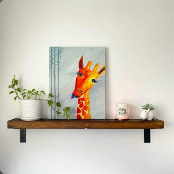 Modern Timber Craft Reclaimed Wood Wall Shelf with Steel Angle Brackets | Rustic Decoration | 2" Thickness | 48" L x 8" D, Oiled