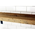 thumbnail image 1 of Modern Timber Craft Reclaimed Wood Wall Shelf with Steel Angle Brackets | Rustic Decoration | 2" Thickness | 96" L x 8" D, Unfinished, 1 of 4