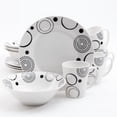 thumbnail image 1 of Modern Times 12-Piece Black Geometric Design on White Decorated Dinnerware Set, 1 of 1