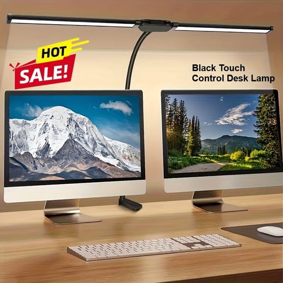 Modern Touch LED Desk Lamp, Adjustable Gooseneck, Dual Head Design, Anti Glare, USB Power Supply, Foldable for Reading, Gaming, And Office - Metal Surface, Perfect for Home Offices, Monitor Light