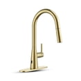 thumbnail image 1 of Modern Touchless Satin Brass Pull-Down Kitchen Faucet, 1 of 9
