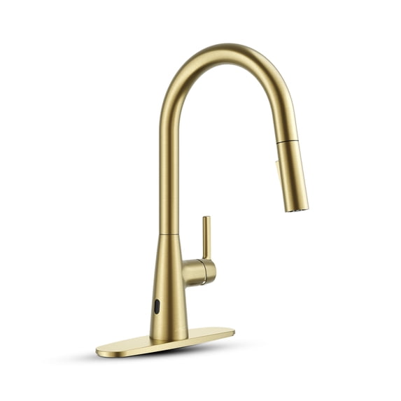 Modern Touchless Satin Brass Pull-Down Kitchen Faucet