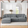 thumbnail image 1 of Modern Towel Fabric L-Shaped Sectional Sofa – 4 Seater Convertible with Ottoman for Living Room, 1 of 11