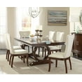 thumbnail image 1 of Modern Traditional 7pc Dining Set Extendable Table 6 Upholstered Chairs Set Cherry Finish Wooden Funriture Formal, 1 of 7