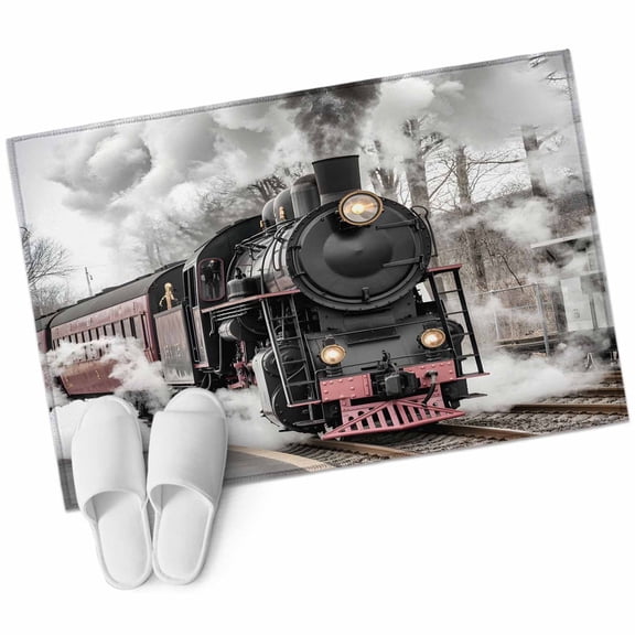Modern Trains Large Area Rugs for Bedroom Living Room, Soft Non Slip Carpet Bedside Rug, Abstract Vintage Classic Rectangular Floor Cover Kitchen Accent Rug 2'x3' for Dining Room/Office