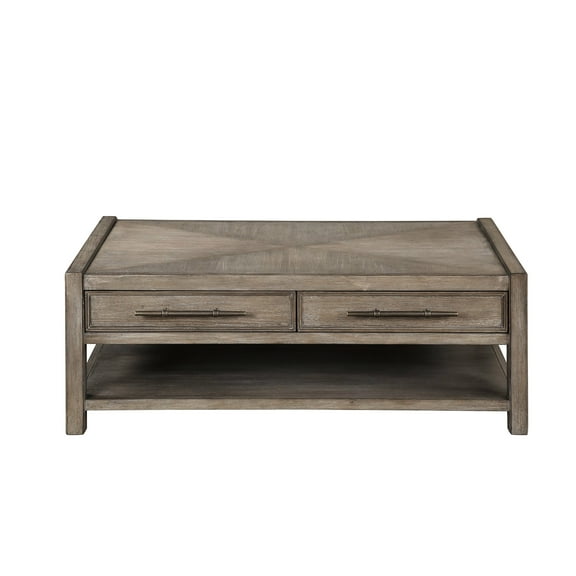 Modern Transitional Coffee Table - 50" X 30" White Oak No Assembly Shelf Beneath With One