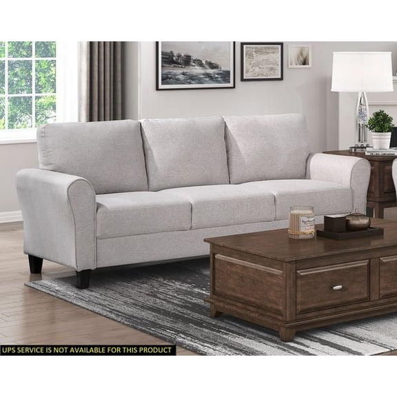 Modern Transitional Sand Hued Textured Fabric Upholstered 1pc Sofa Attached Cushions Living Room Furniture