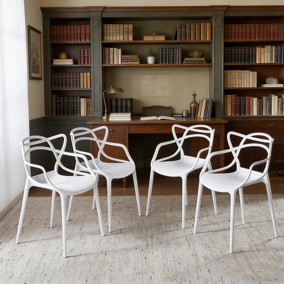 Modern Transparent Acrylic Chair, High-Grade Clear Acrylic Dining Chair with Powder-Coated Metal Legs,Modern Minimalist Style(White)