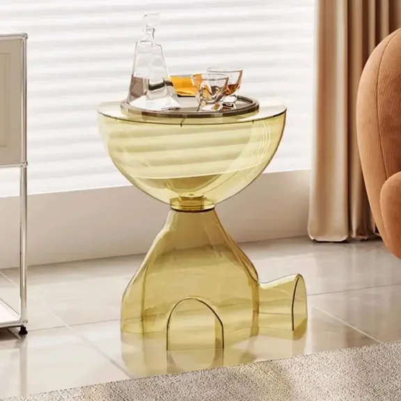 Modern Transparent Plastic Coffee Table - Waterproof, Sturdy Structure, Ideal for Living Room, Bedroom, Study - Elegant Design with Two-Tiered Top for Beverages and Snacks