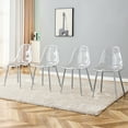 thumbnail image 1 of Modern Transparent Plastic Dining Chairs (Set of 4) - Crystal Clear Armless Chairs, Metal Legs, 18" Seats, for Kitchen/Living Room. Easy Assembly., 1 of 22