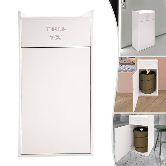 Modern Trash Bin Cabinet W/ Tray Rack 40Gallon Freestanding for Restaurants, Cafeterias, Food Courts