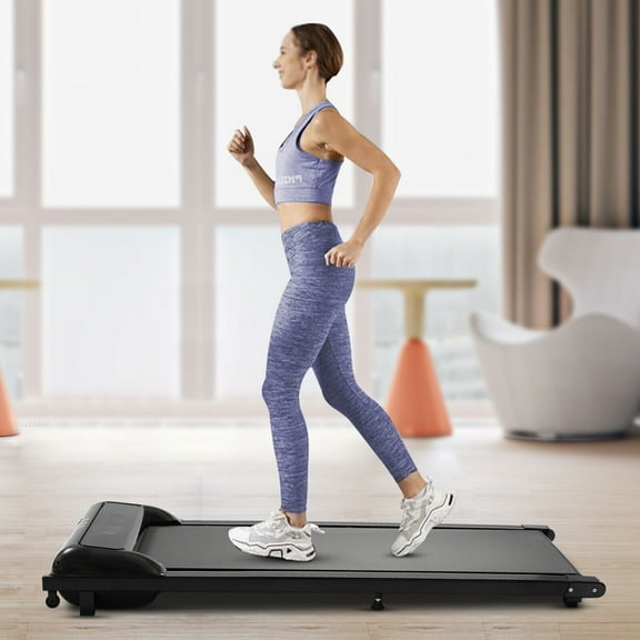 Modern Treadmill Under Desk Electric Treadmill Remote Control + LED Display 600W Black,White