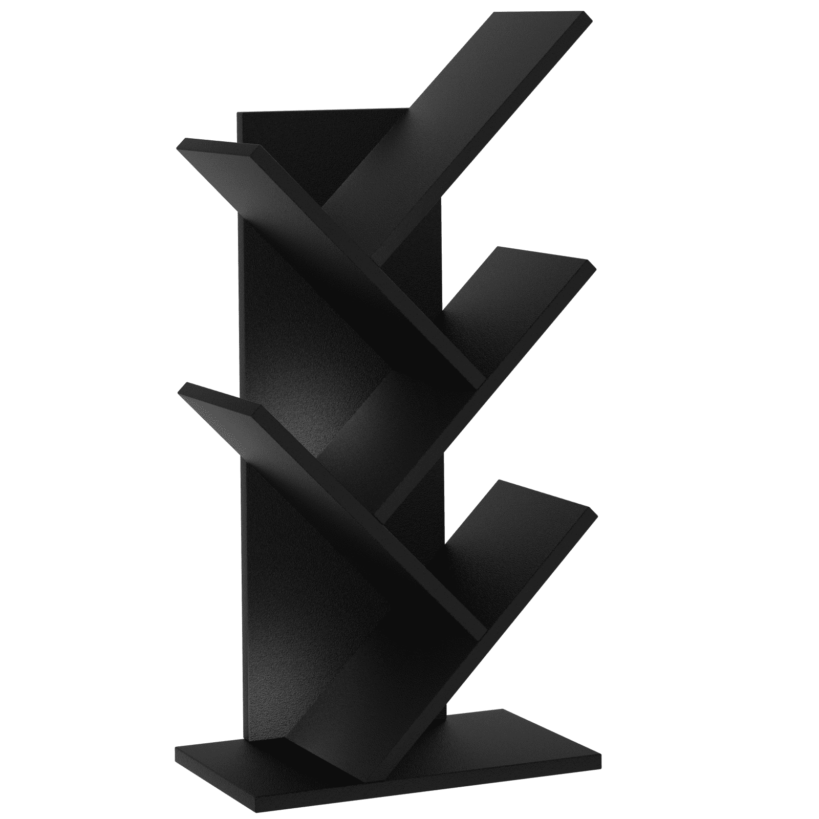Modern Tree Bookshelf, 5-Tier LELELINKY Bookcase, Vertical Storage Shelf for Books & Décor, Space-Saving Design, Black
