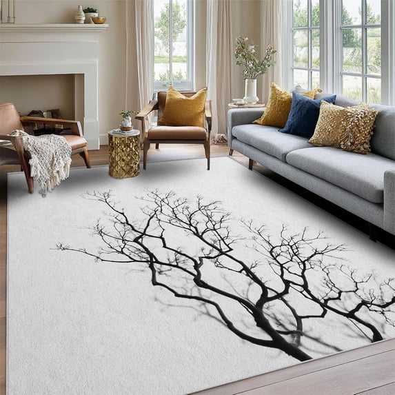 Modern Tree Branch Area Rugs, Minimalist Nature Pattern Carpet ...
