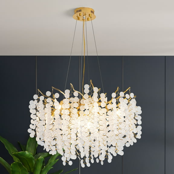 Modern Tree Branch Chandelier,Round Luxury Chandeliers for Dining Room,High Ceiling Chandelier Light Fixture Hanging Pendant Light Fixtures