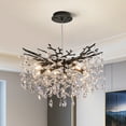thumbnail image 1 of Modern Tree Branch Crystal Chandelier, Adjustable Height 20-78.7 Inches, Luxury Black Metal & Sparkling Crystal Lighting Fixture for Dining Room, Living Room, Bedroom, 1 of 10