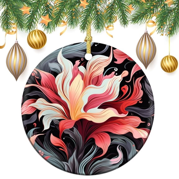 Modern Trendy Ceramics Ornaments Vibrant Colors Abstract Creative Watercolor Style Christmas Ornament Keepsake Holiday Ornament for Home Christmas Tree Decor Housewarming Gift