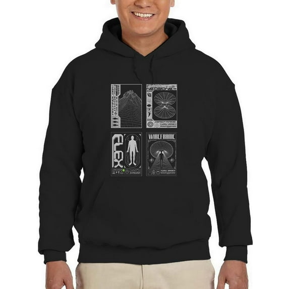 Modern Trendy Techno Prints Hoodie Men -Image by Shutterstock, Male Small
