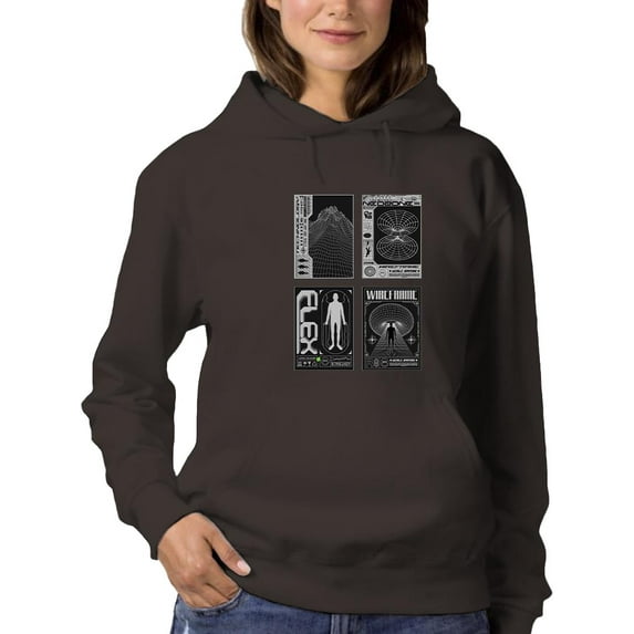 Modern Trendy Techno Prints Hoodie Women -Image by Shutterstock, Female 4X-Large